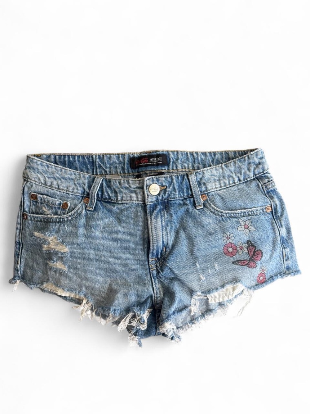 Coca-Cola & Aeropostale Vintage-Inspired Light Blue Denim Shorts